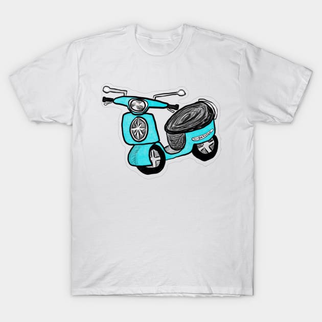 Turquoise scooter T-Shirt by GanethLey